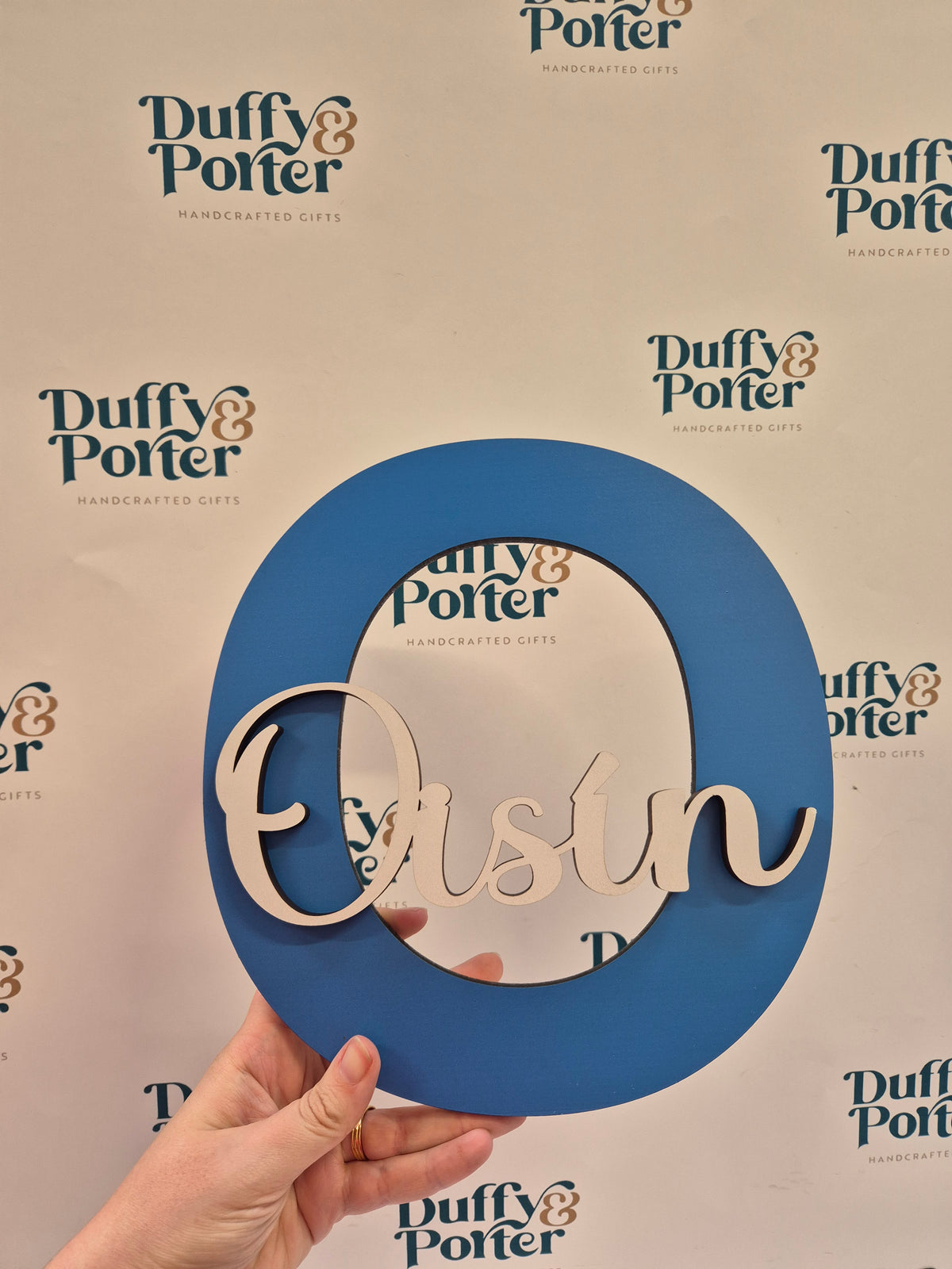 Strong Blue Initial with Name