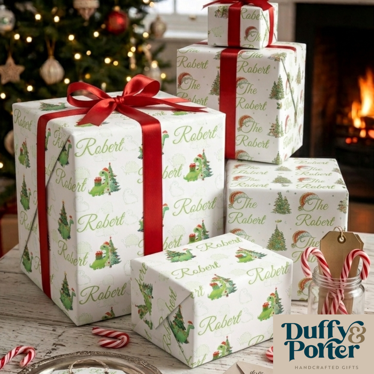 Personalised Eco Christmas Wrapping Paper & Custom Name Gift Wrap