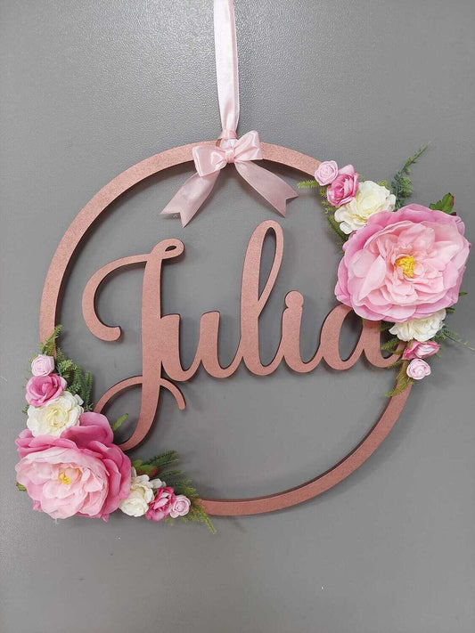 Floral Name Hoop, ideal for walls, doors and occasions