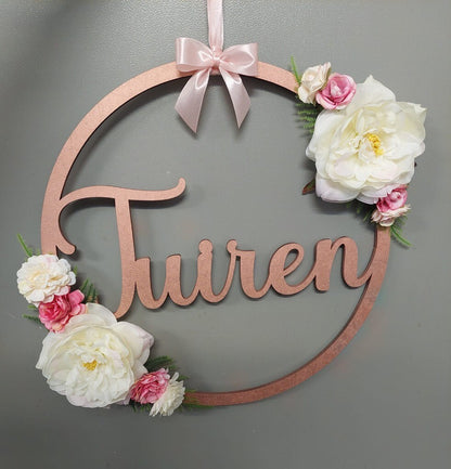 Floral Name Hoop, ideal for walls, doors and occasions