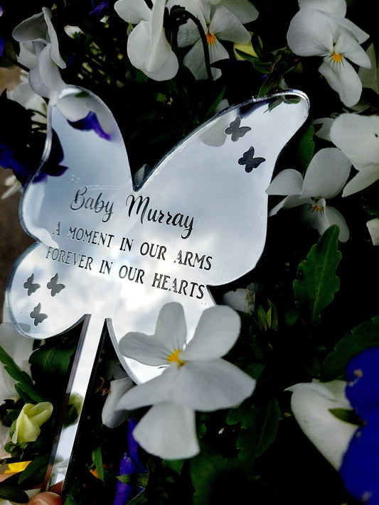 Personalised Butterfly Mirror Grave Spike