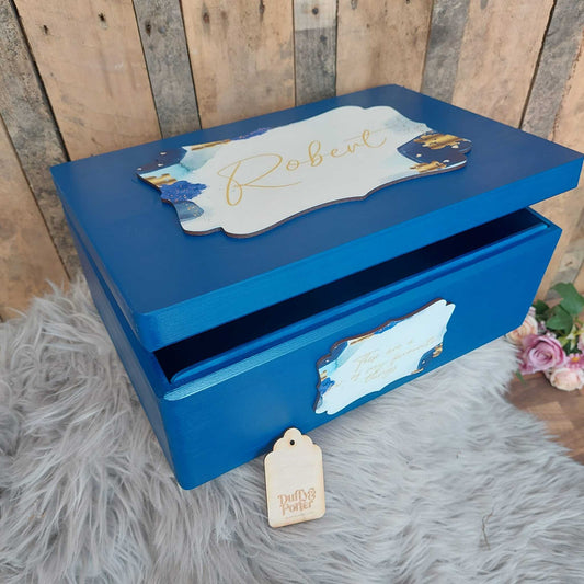 "Navy Gold Watercolour" Keepsake box