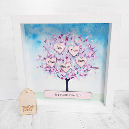 Personalised Family Tree Frame Pink
