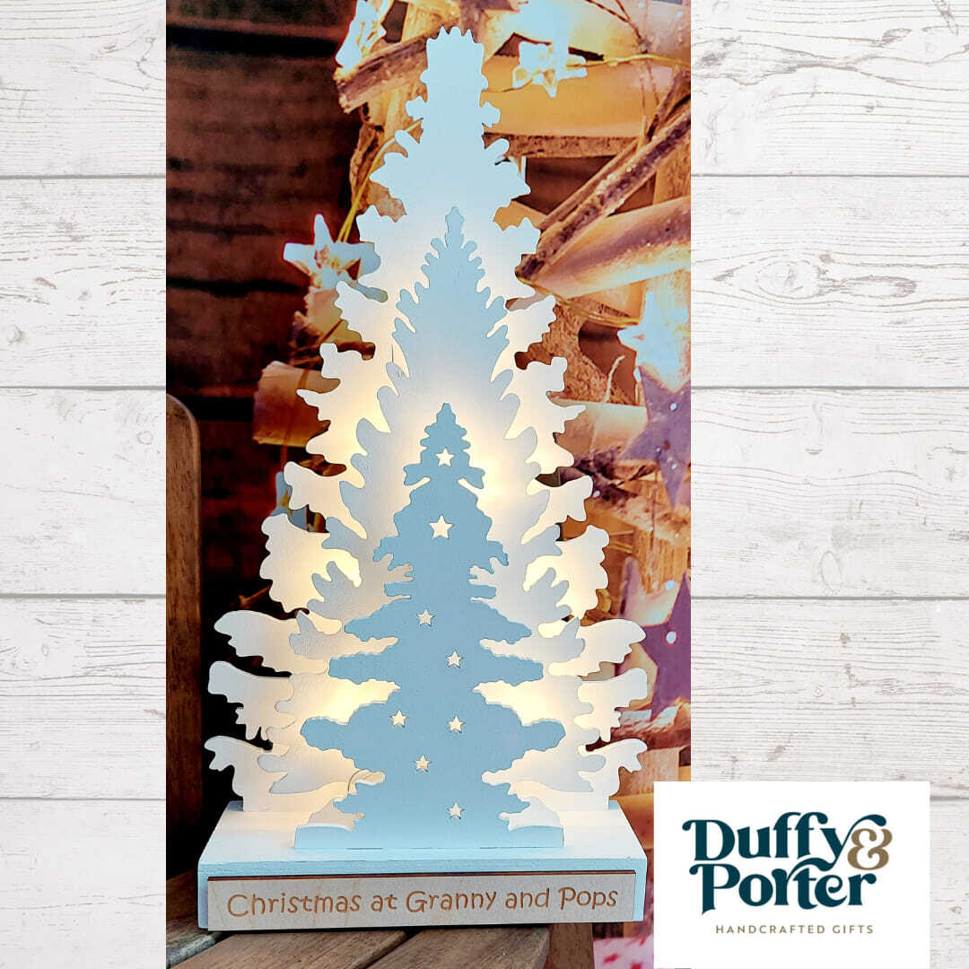 3D CHRISTMAS TREE, WHITE 34CM BACKLIT