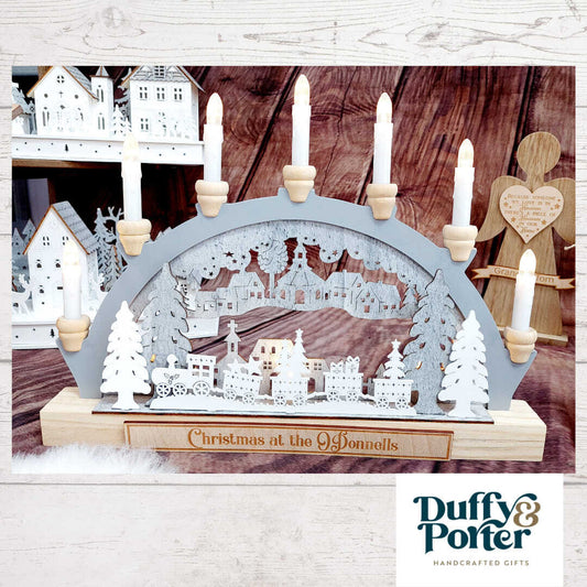 Christmas candle arch – lit train