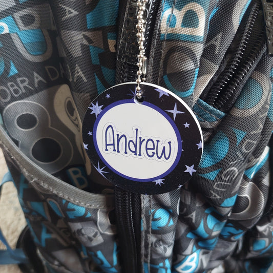 Personalised Bag Tag Purple Stars