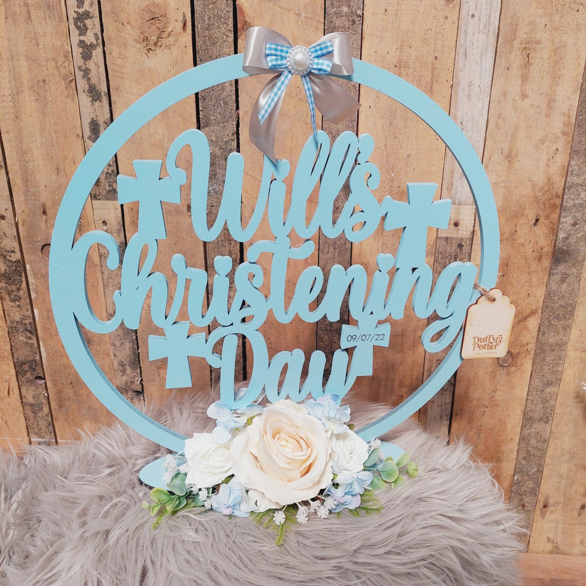 Delux Christening Freestanding Hoop with flowers