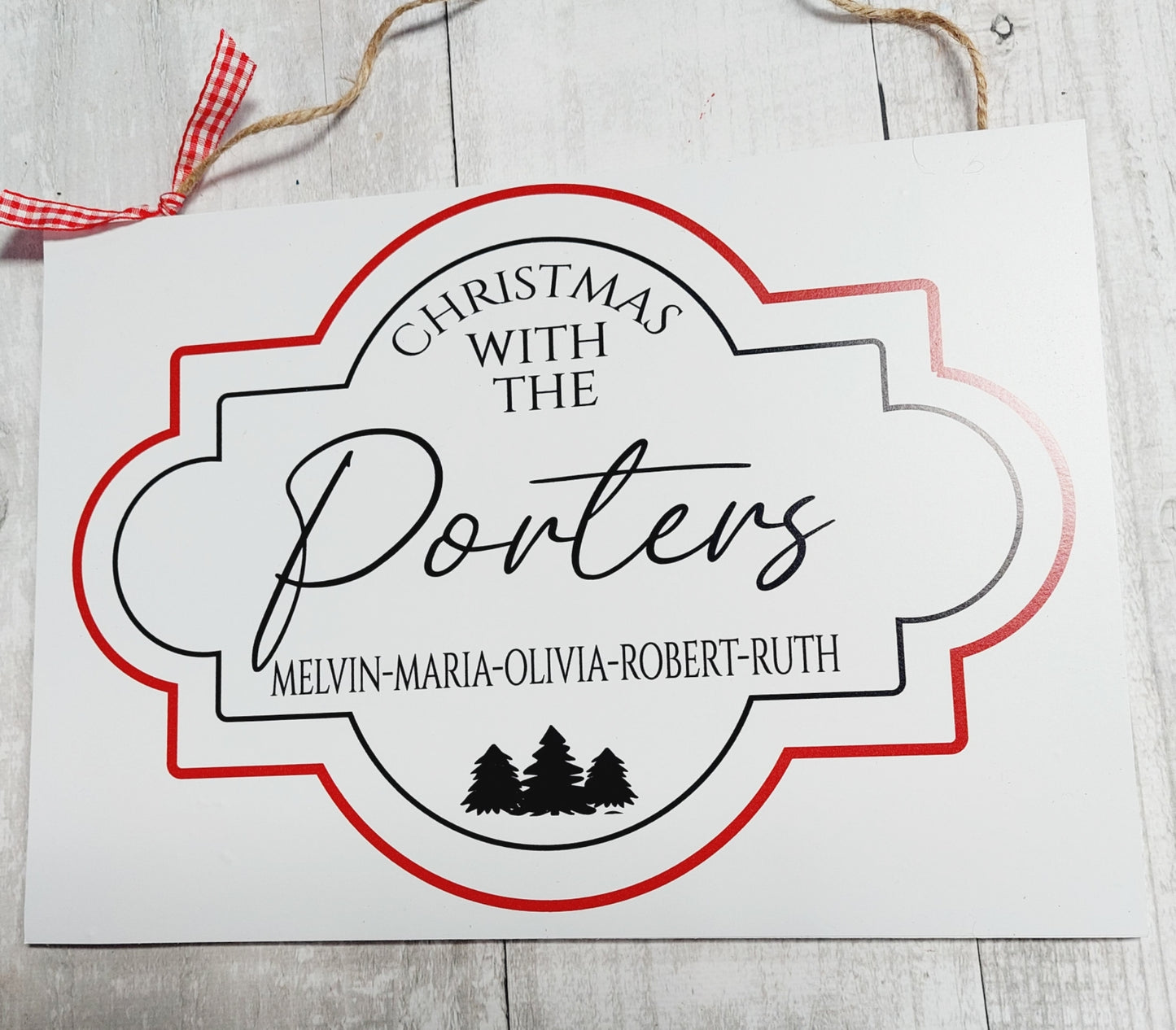 Personalised Farmhouse Christmas theme Family Sign