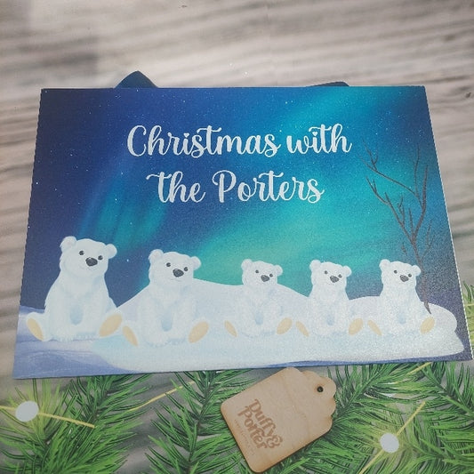 Personalised Polar Bear Family Christmas sign