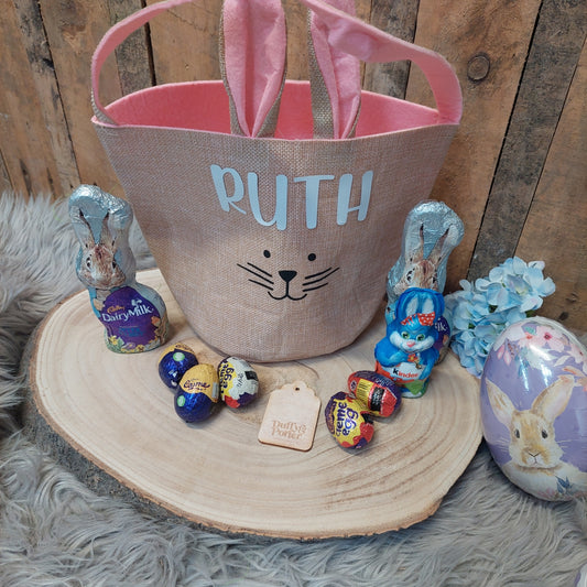 Jute Easter Egg Hunt Bag Pink