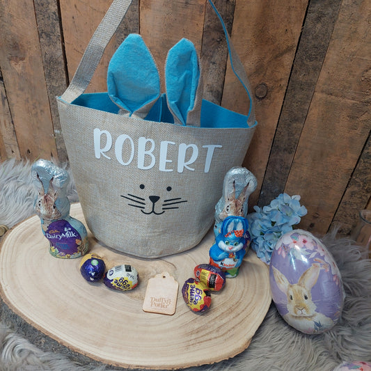 Jute Easter Egg Hunt Bag Blue