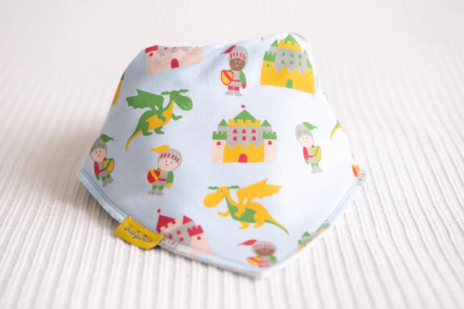 BABY BLUE KNIGHTS AND DRAGONS ORGANIC COTTON BANDANA BIB