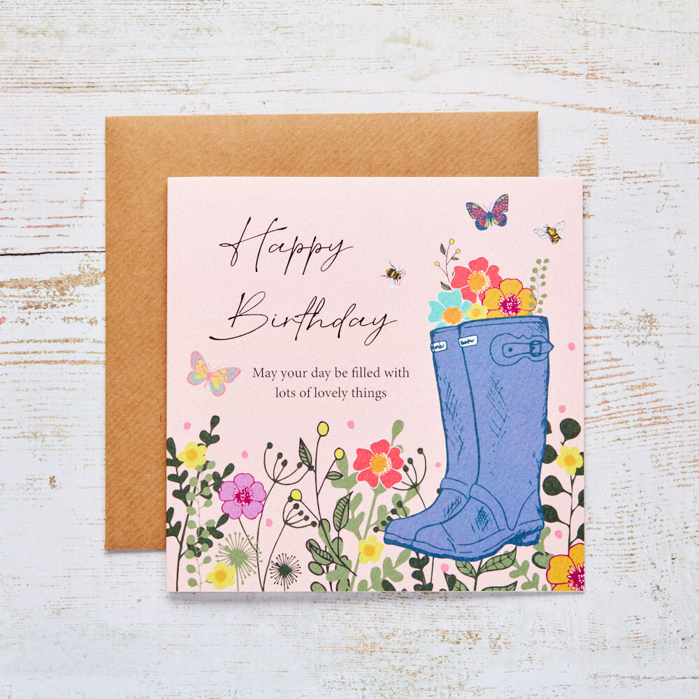 HAPPY BIRTHDAY WELLIES CARD