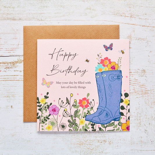 HAPPY BIRTHDAY WELLIES CARD