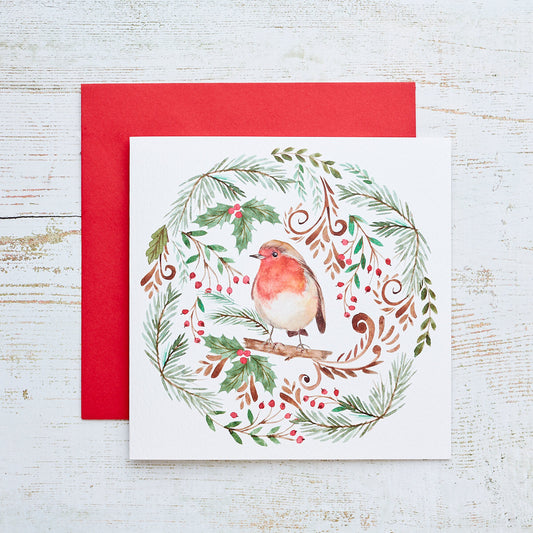 FOLK ROBIN XMAS CARD