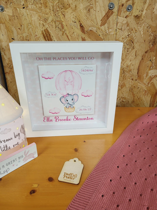 Baby Frame Pink hot air balloon Ceramic Tile