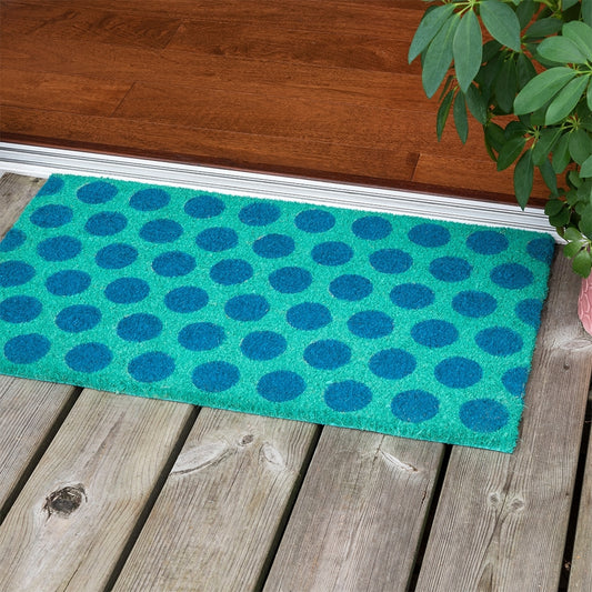 Door Mat Blue on turquoise spotlight