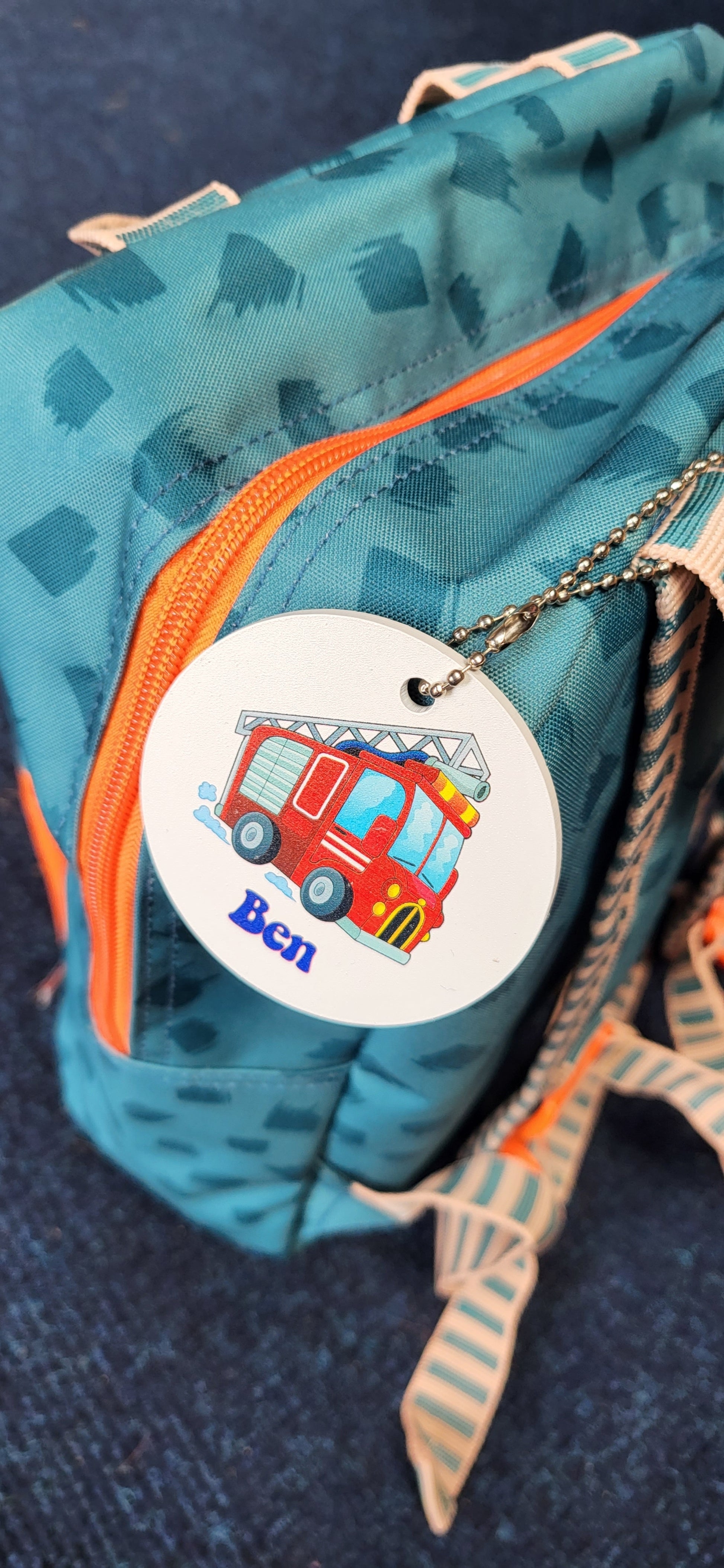 Personalised Bag Tag Fire Engine