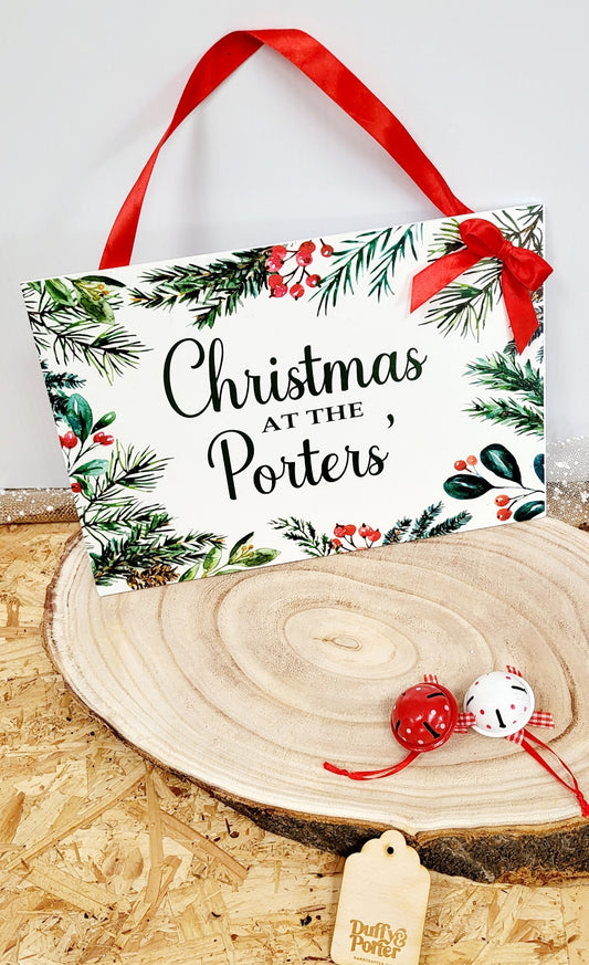 Personalised Winter leaves Christmas Sign