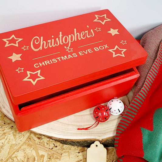 Engraved Red Stars Christmas (Eve) Box