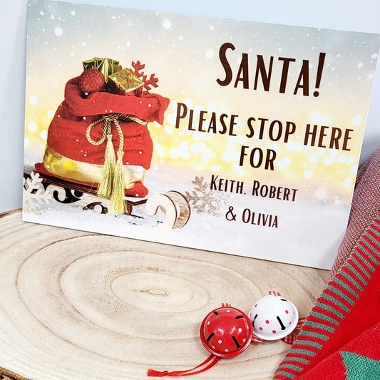 Santa Stop Sign A4 Santa Sack and Sleigh