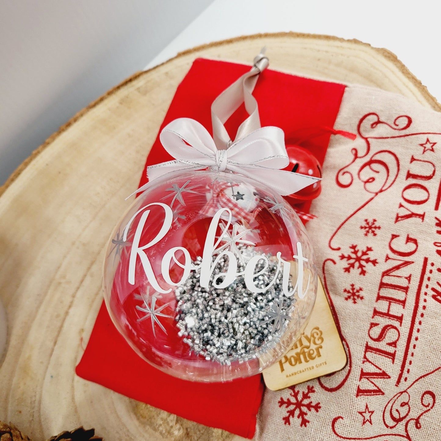 "Robert" clear with silver stars Christmas Tree Decoration