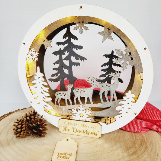 28cm standing layered christmas scene with lights