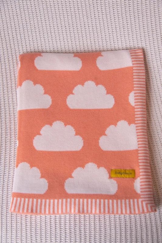 ORGANIC COTTON CORAL CLOUDS BLANKET