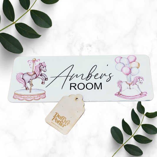 Rocking Horse & Carousel Themed Door Plaque