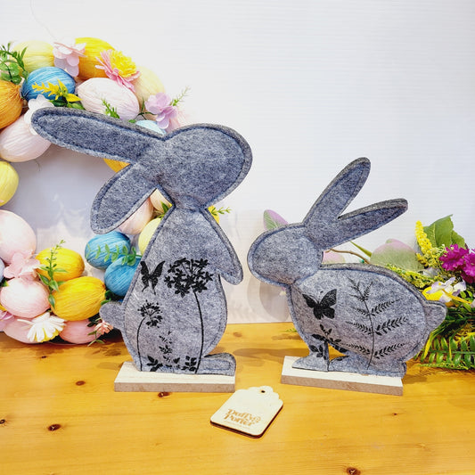 Felt Rabbit DUO on wooden base