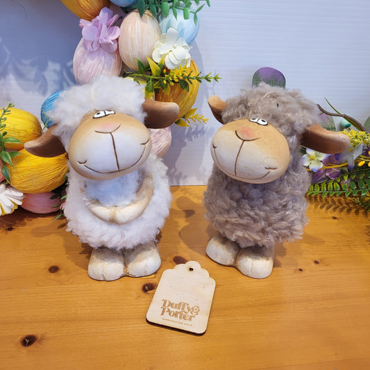 Ceramic sheep with curly hair 16cm