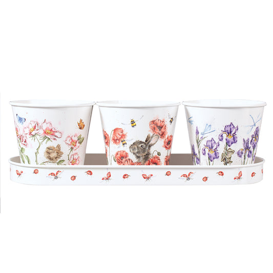 HERB POTS WITH TRAY FLORAL