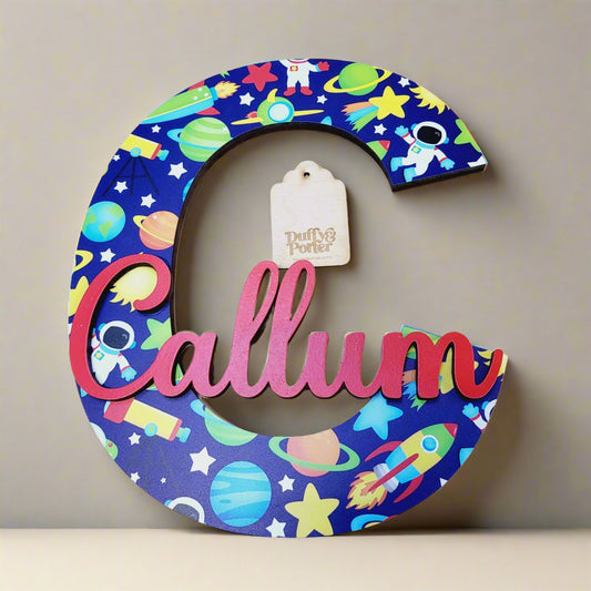 Space Theme Initial with Name