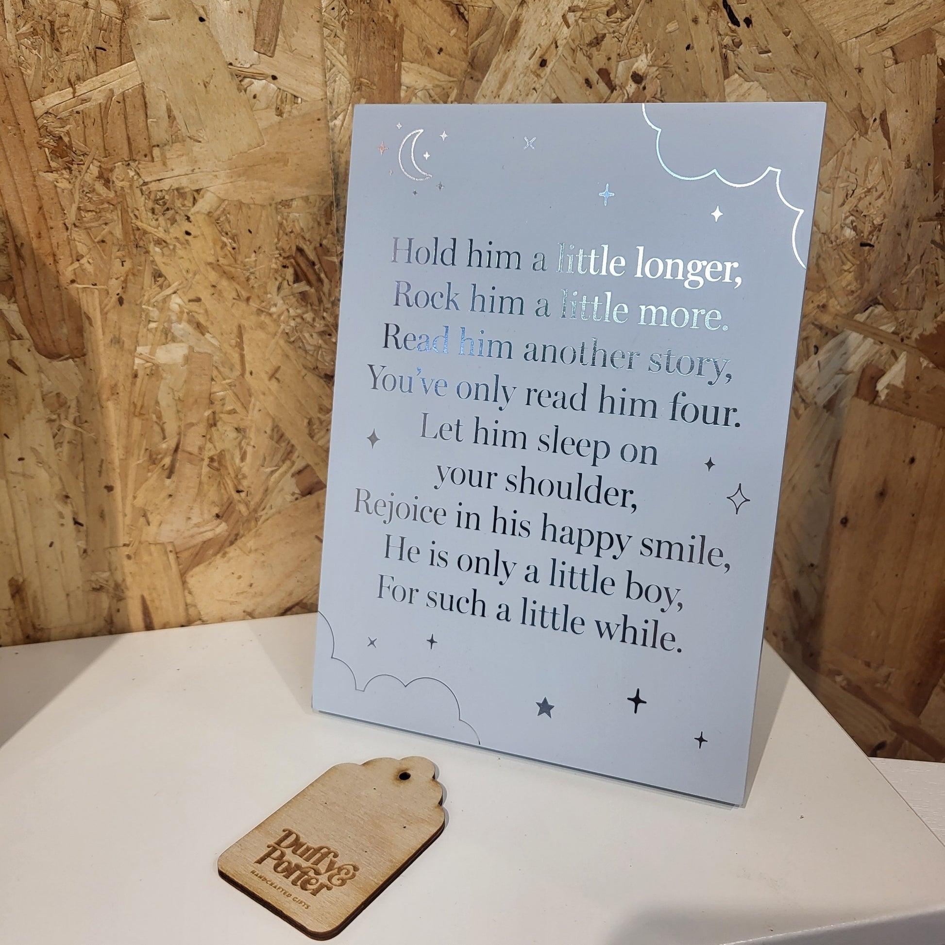 Baby Blue Plaque, hold him a little longer