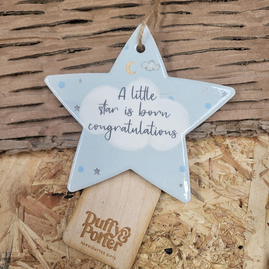 A little star is born Blue Ceramic Star