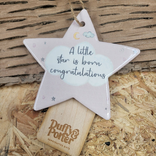 A little star is born Pink Ceramic Star