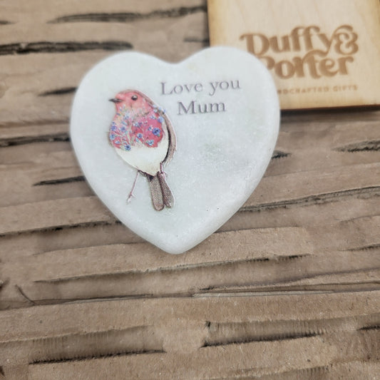 Marble Robin Heart - Mum