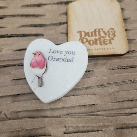 Marble Robin Heart - Grandad