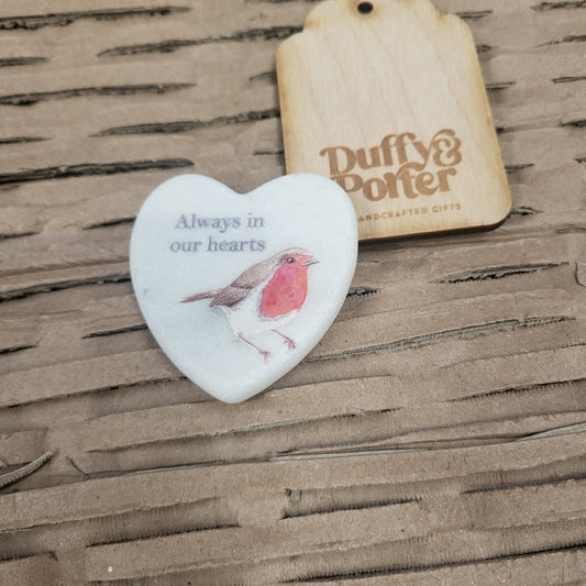 Marble Robin Heart - Always in our hearts