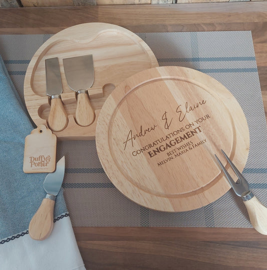 Engagement  Round Cheeseboard with Utensils