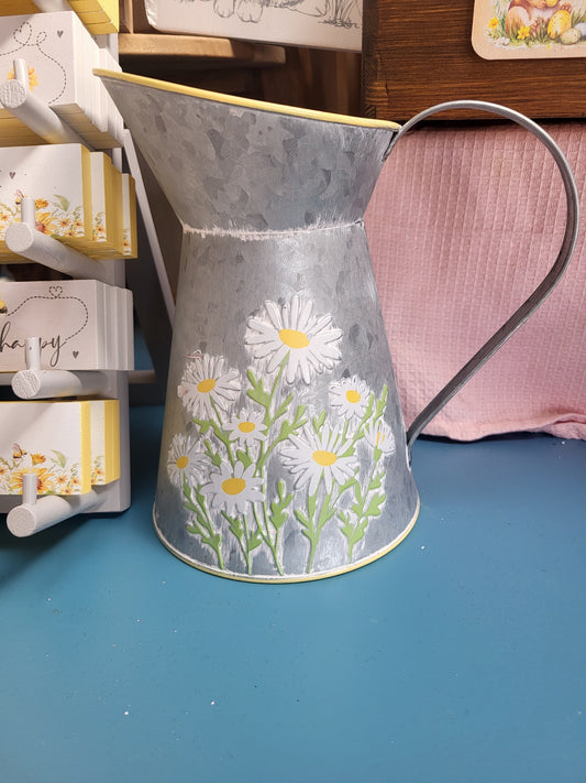 Metal Daisy Jug embossed metal