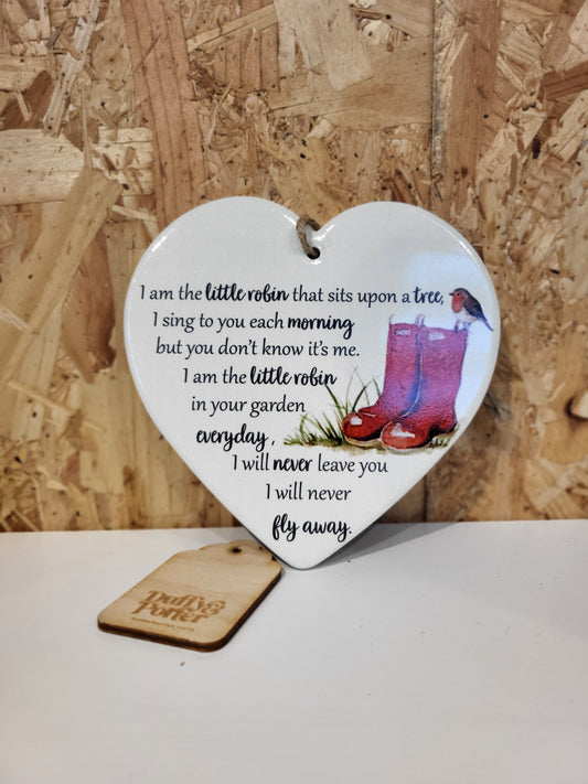 I am that little robin heart ceramic