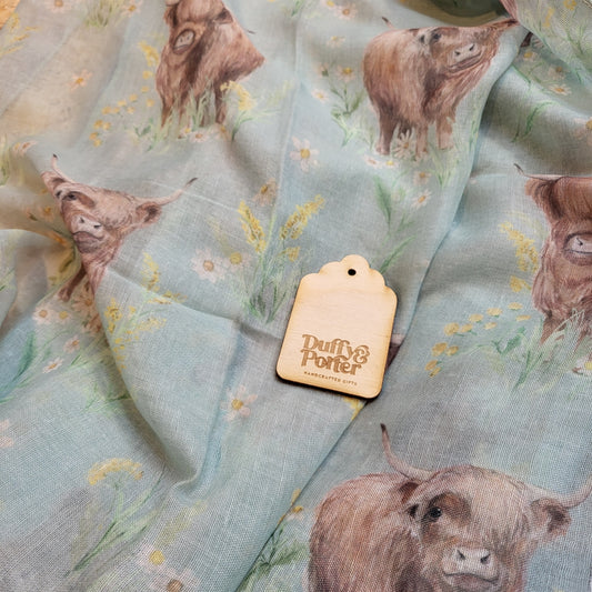 Spring Scarf - highland Cow green