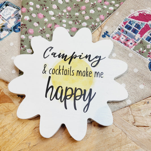 Camping and cocktails floral coaster