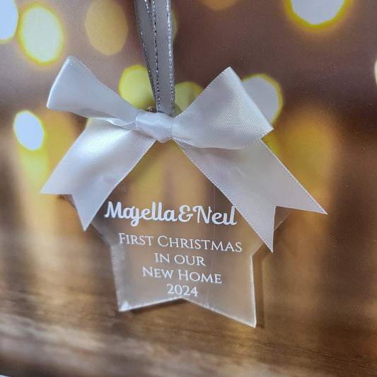 Personalised First Christmas in New Home Star Decoration