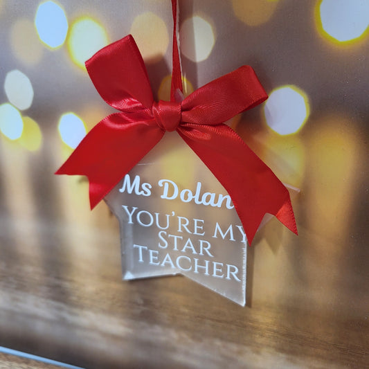 Personalised Teacher Star Decoration