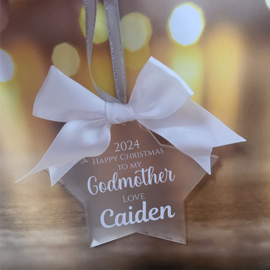 Personalised Godmother Christmas Star Decoration