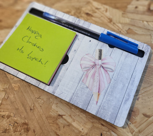 Note and Pen Block Pink and Grey