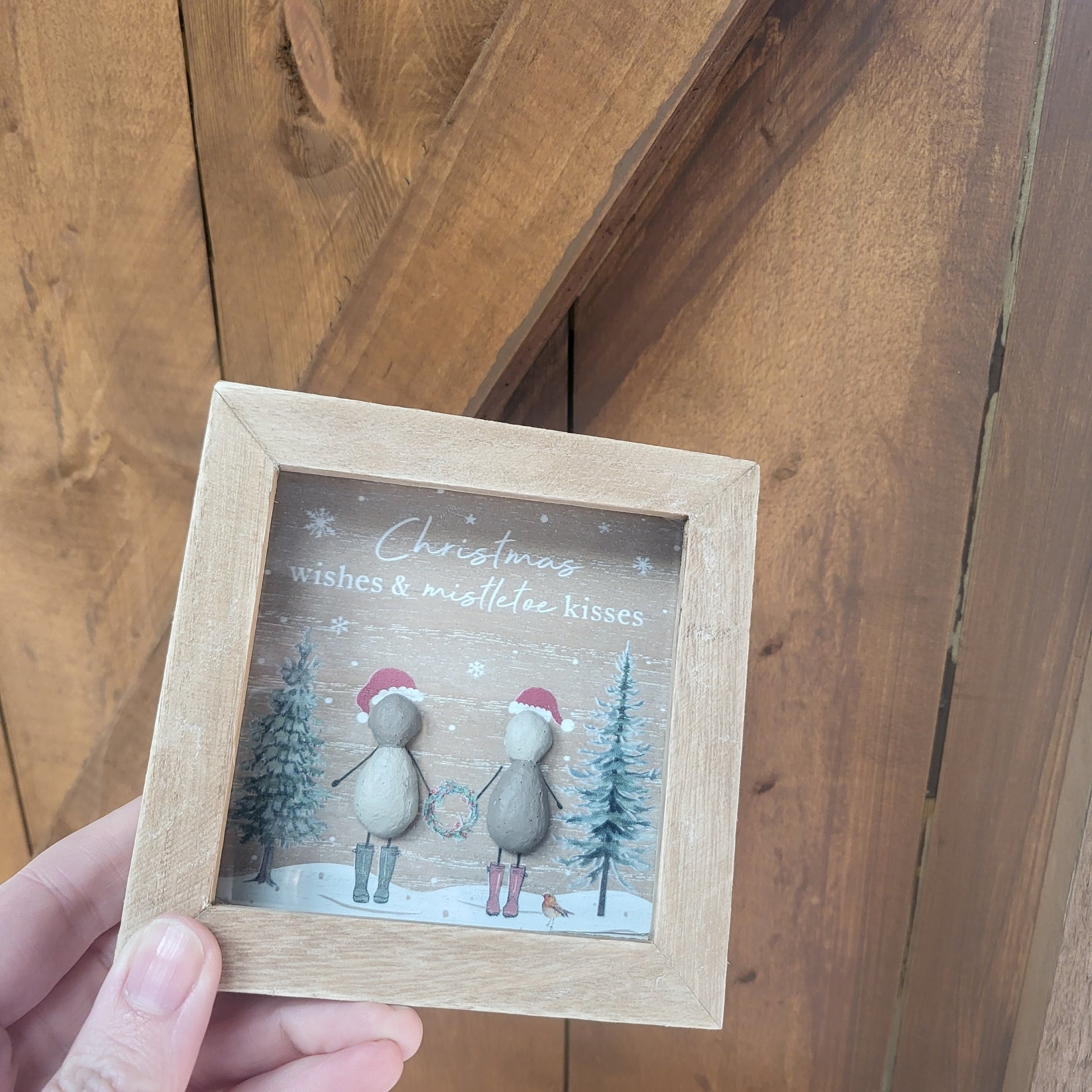 Pebble 12cm Frame - Christmas wishes, mistletoe kisses