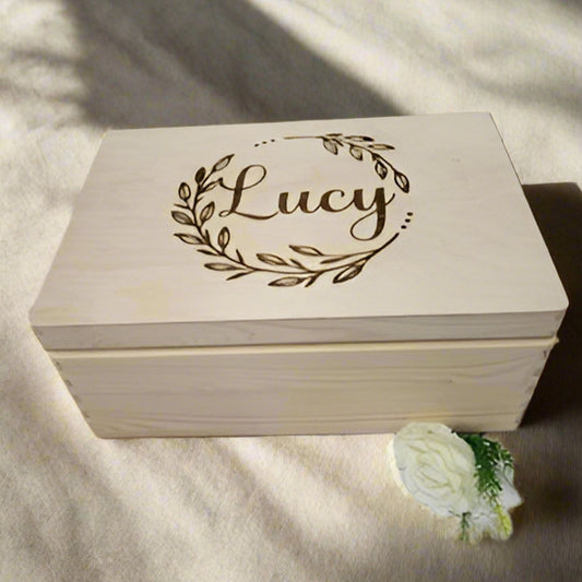 Keepsake Box Natural Wood Engraved